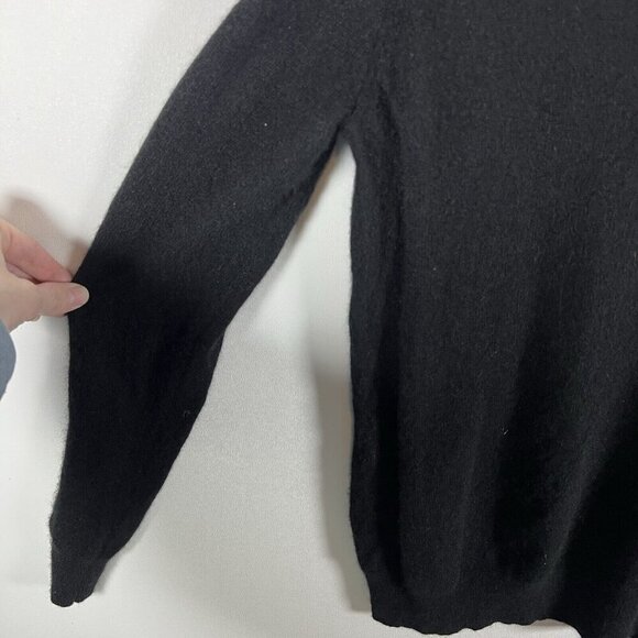 White + Warren Cold Shoulder Black Cashmere Sweater Women Sz M Minimalist Luxury - Picture 7 of 10